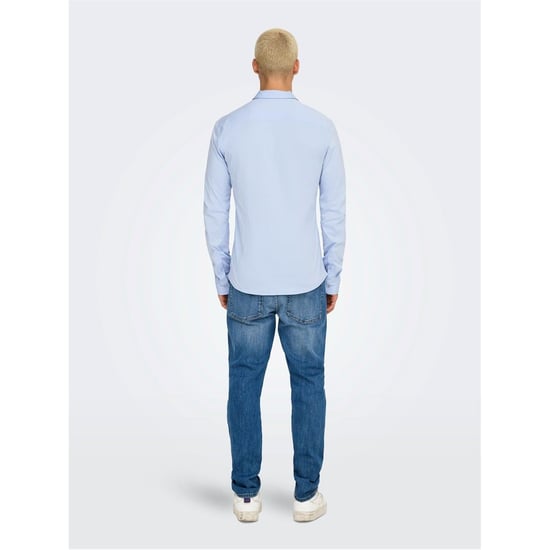 Camisa de manga larga de ajuste regular para hombre en azul cachemira - Image 5
