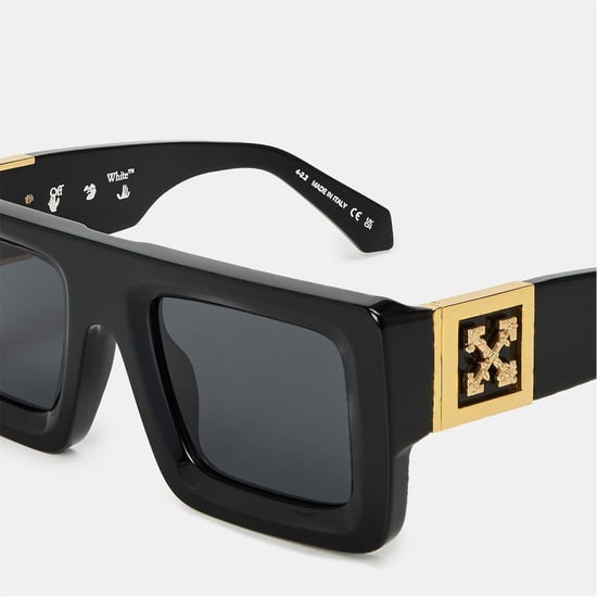 Gafas de sol unisex cuadradas Off White, diseño cuadrado en negro/gris oscuro - Image 3
