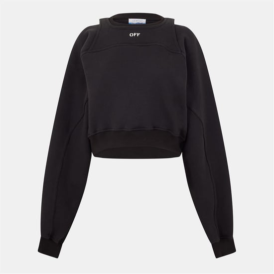 Sudadera corta de ajuste relajado para mujer en negro/blanco - Image 1
