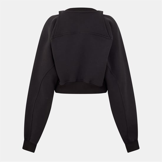 Sudadera corta de ajuste relajado para mujer en negro/blanco - Image 2
