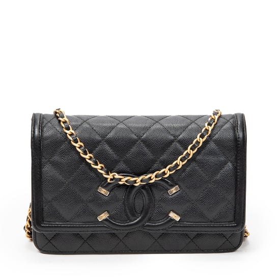 Chanel Filigree Wallet on Chain en Negro Cuero de ternero - Image 1