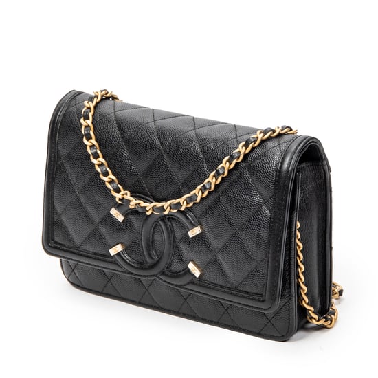 Chanel Filigree Wallet on Chain en Negro Cuero de ternero - Image 2