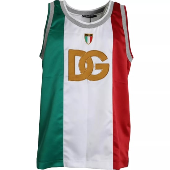 Top Sin Mangas Blanco Verde Dolce & Gabbana T-Shirt Canasta Bandera Italiana - Image 1