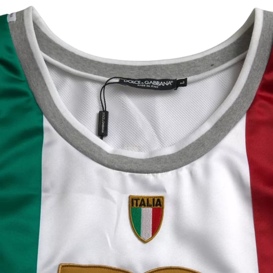 Top Sin Mangas Blanco Verde Dolce & Gabbana T-Shirt Canasta Bandera Italiana - Image 3