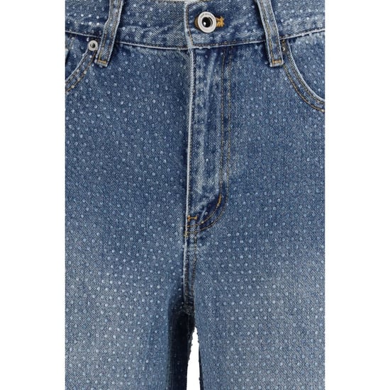 Jeans rectos de algodón azul Self-Portrait - Image 3