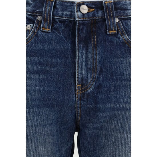 Jeans de algodón azul de talle alto Khaite - Image 3