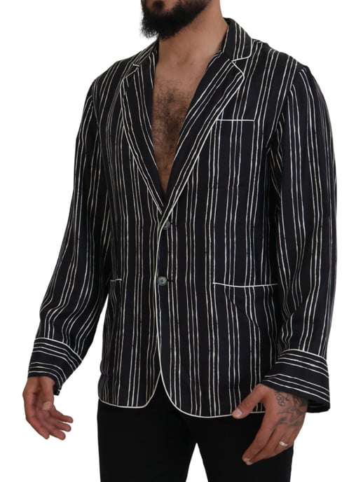 Chaqueta de Pijama de Seda a Rayas Azules Dolce & Gabbana - Image 2