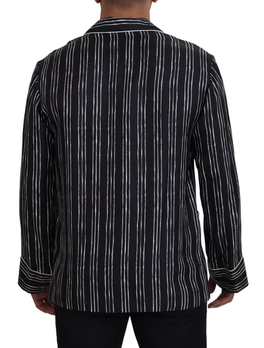 Chaqueta de Pijama de Seda a Rayas Azules Dolce & Gabbana - Image 3
