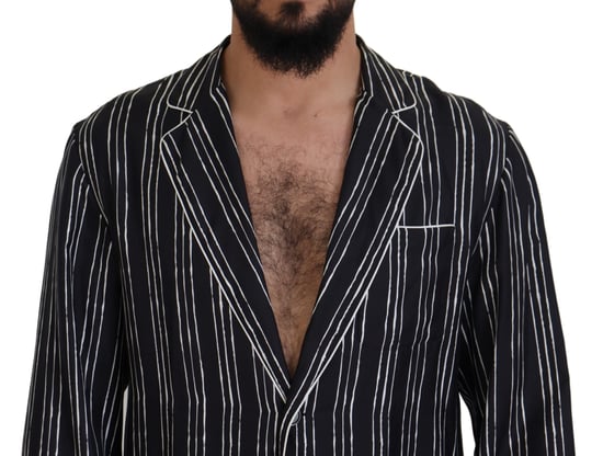 Chaqueta de Pijama de Seda a Rayas Azules Dolce & Gabbana - Image 4