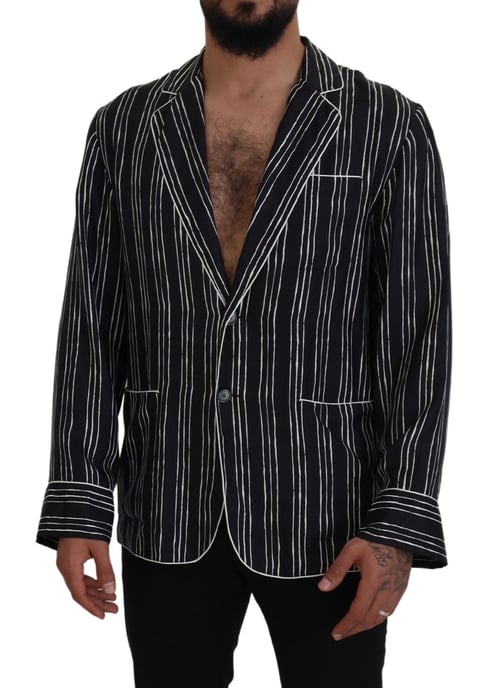 Chaqueta de Pijama de Seda a Rayas Azules Dolce & Gabbana - Image 5