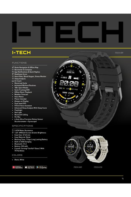 Invicta I-Tech ITECH-010 Reloj de Hombre - Movimiento Smartwatch - Acero Inoxidable con Esfera Negra - 47 mm - Image 4