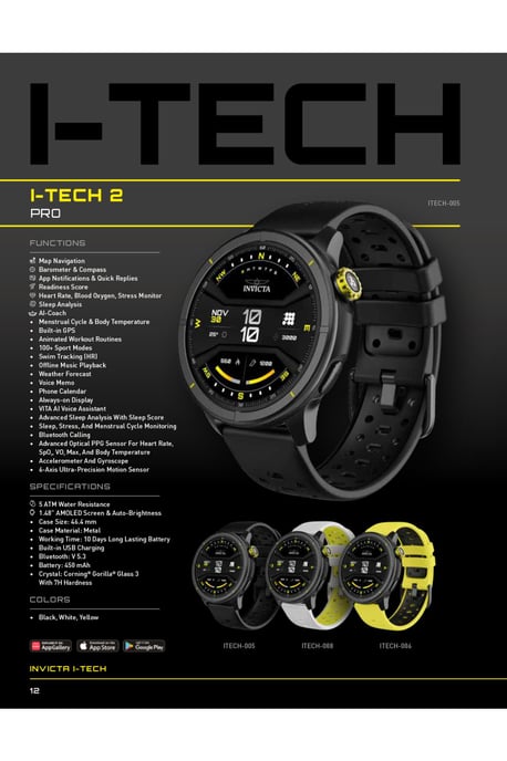 Invicta I-Tech - 2 Pro ITECH-005 Reloj de Hombre - Movimiento Smartwatch - Acero Inoxidable con Esfera Negra - 46 mm - Image 4