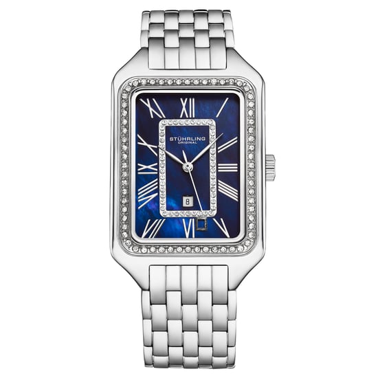 Reloj de cuarzo Stührling Lustra 4061 rectangular de moda con cristales de 32 mm - Image 1