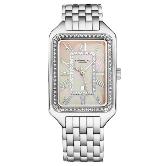 Reloj de cuarzo Stührling Lustra 4061 rectangular de moda con cristales de 32 mm - Image 1