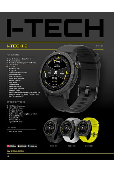 Invicta I-Tech 2 ITECH-001 Reloj de Hombre - Movimiento Smartwatch - Acero Inoxidable con Esfera Negra - 45 mm - Image 4
