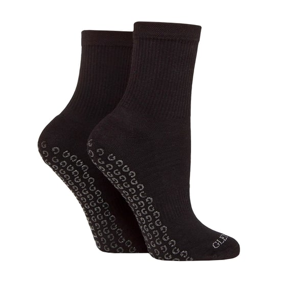 2 Pares de Calcetines de Yoga con Agarre para Damas | Calcetines de Gimnasio y Pilates de Algodón con Amortiguación de Largo Medio - Image 1