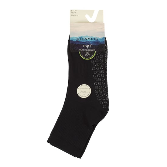 2 Pares de Calcetines de Yoga con Agarre para Damas | Calcetines de Gimnasio y Pilates de Algodón con Amortiguación de Largo Medio - Image 2