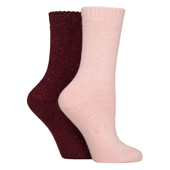 2 pares de calcetines térmicos para mujeres | Calcetines de senderismo de mezcla de lana completamente acolchados y cálidos - Image 1