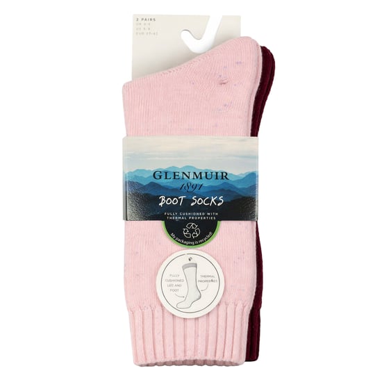 2 pares de calcetines térmicos para mujeres | Calcetines de senderismo de mezcla de lana completamente acolchados y cálidos - Image 2
