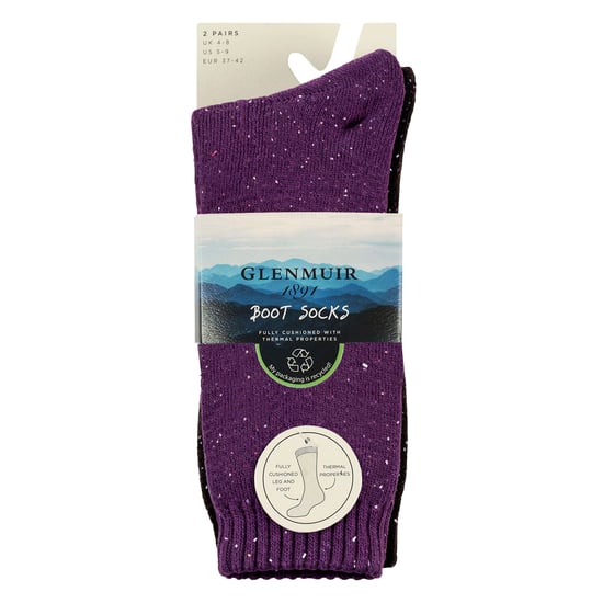 2 Pares de Calcetines Térmicos para Damas | Calcetines de Senderismo de Lana Mezclada Totalmente Acolchados y Cálidos - Image 2
