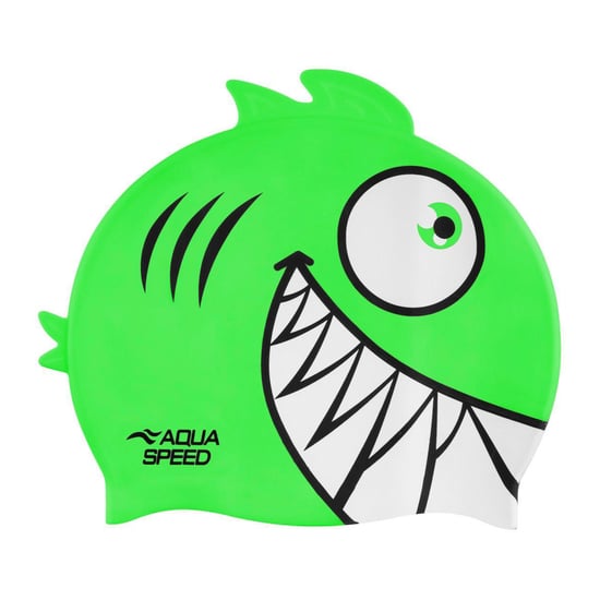 Gorro de natación con patrón de piraña para niños y niñas | Gorro de natación de silicona 3D fácil de poner - Image 2