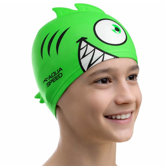 Gorro de natación con patrón de piraña para niños y niñas | Gorro de natación de silicona 3D fácil de poner - Image 3