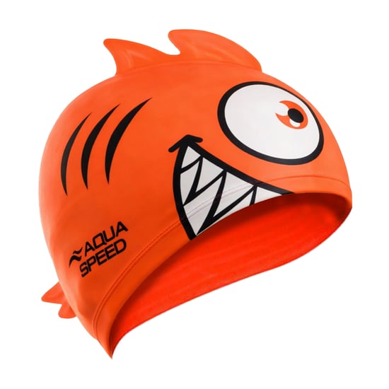 Gorro de baño con diseño de piraña para niños y niñas | Gorro de silicone 3D fácil de ajustar - Image 1