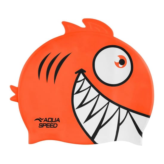 Gorro de baño con diseño de piraña para niños y niñas | Gorro de silicone 3D fácil de ajustar - Image 2