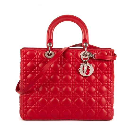 Christian Dior Lady Dior Large en Rojo Cuero de ternero - Image 1