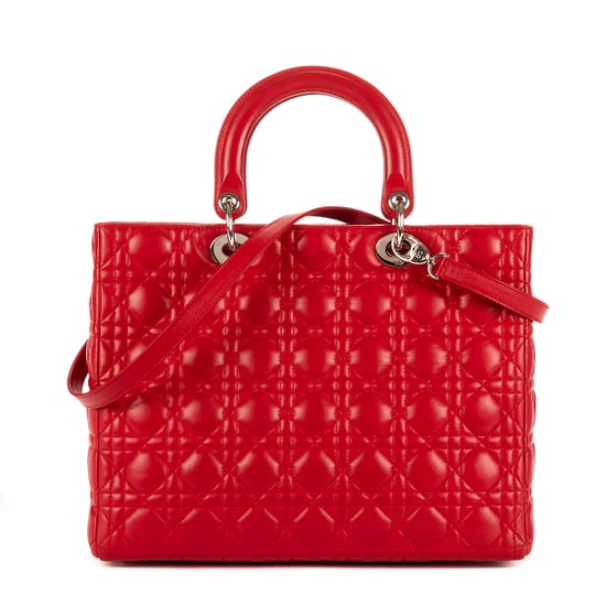 Christian Dior Lady Dior Large en Rojo Cuero de ternero - Image 4