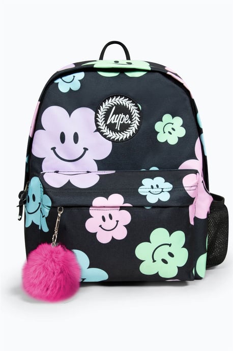 Mochila Negra Happy Flower de Hype Iconic para Niñas - Image 1
