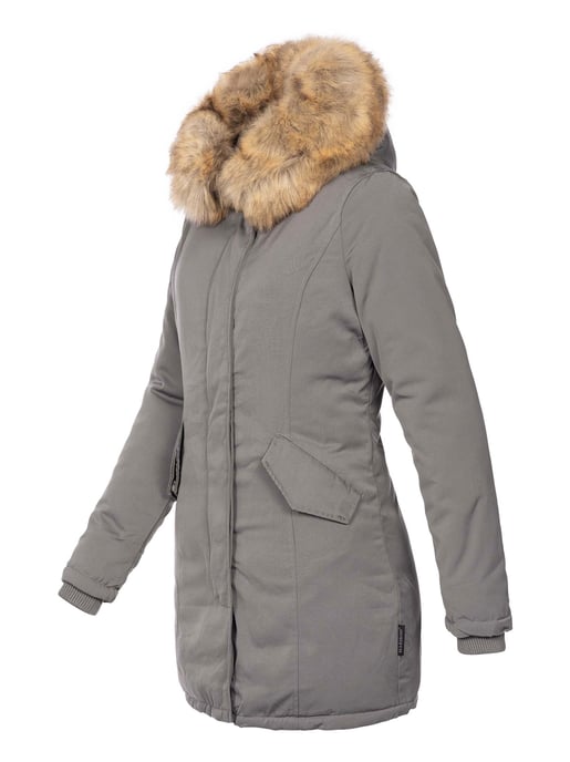 Marikoo Karmaa Damen Winter Jacke Parka Mantel Winterjacke warm gefüttert B362 Grau Größe S - Gr. 36 - Image 2