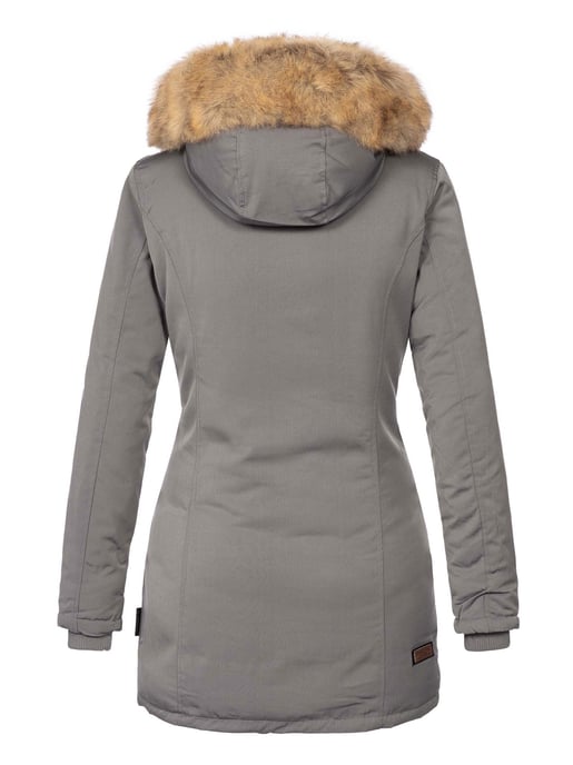 Marikoo Karmaa Damen Winter Jacke Parka Mantel Winterjacke warm gefüttert B362 Grau Größe S - Gr. 36 - Image 3