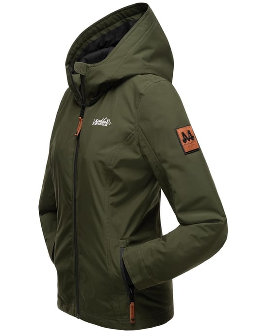 Marikoo Chaqueta ligera entretiempo mujer resistente al agua y al viento con capucha oliva - Image 4
