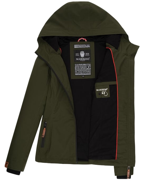 Marikoo Chaqueta ligera entretiempo mujer resistente al agua y al viento con capucha oliva - Image 5