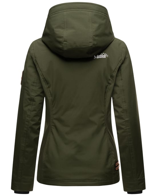 Marikoo Chaqueta ligera entretiempo mujer resistente al agua y al viento con capucha oliva - Image 6
