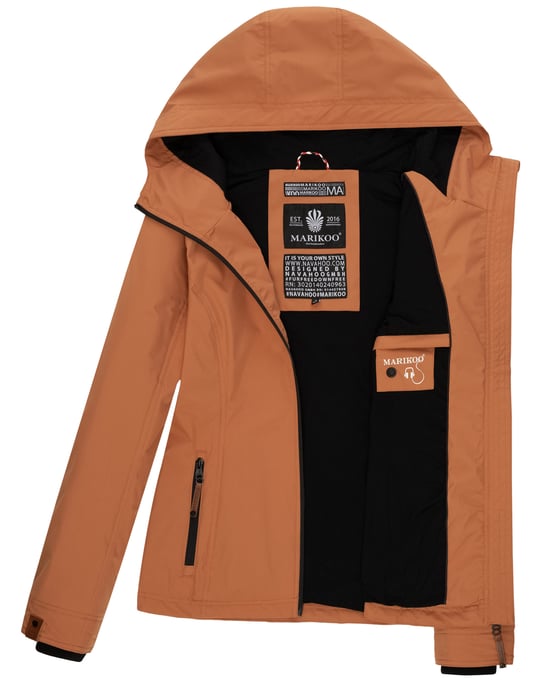 Marikoo Chaqueta ligera entretiempo mujer resistente al agua y al viento con capucha rusty cinnamon - Image 6