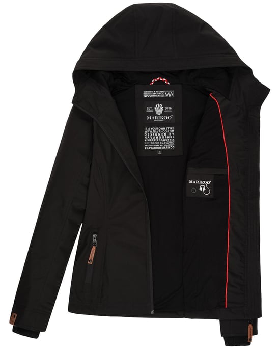 Marikoo Chaqueta ligera entretiempo mujer resistente al agua y al viento con capucha negro - Image 6