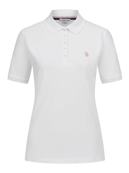 U.S. POLO ASSN. Camiseta polo femenina de manga corta hecha de elastano de algodón - Image 1