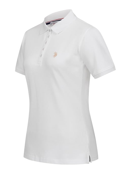 U.S. POLO ASSN. Camiseta polo femenina de manga corta hecha de elastano de algodón - Image 2