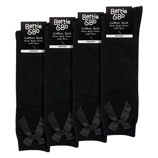 Pack de 4 Calcetines Escolares de Niña hasta la Rodilla con Moño | Calcetines Largos Simples para Niños - Image 2