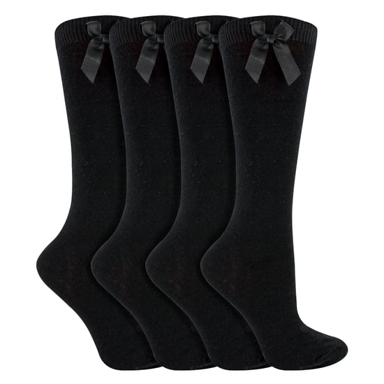 Pack de 4 Calcetines Escolares de Niña hasta la Rodilla con Moño | Calcetines Largos Simples para Niños - Image 3