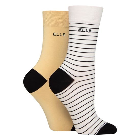 Paquete de 2 pares de calcetines de bambú para mujer - Rayados y lisos - Suave y transpirable para comodidad diaria - Image 1