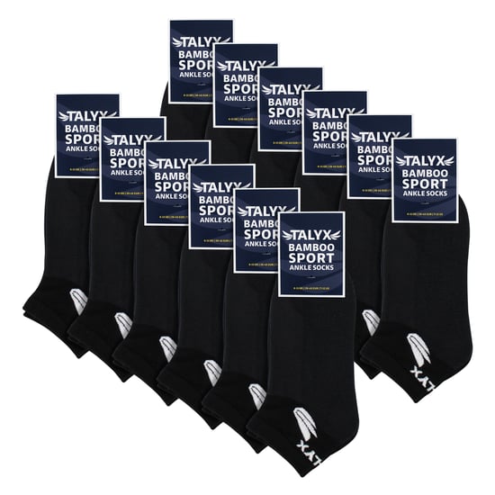Paquete de 12 calcetines para hombres de bambú hasta el tobillo | Calcetines suaves y transpirables con talón y puntera reforzados - Image 2