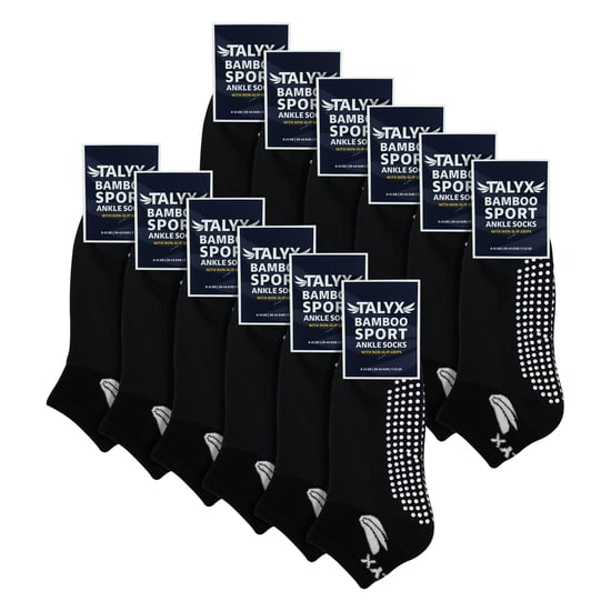 Paquete de 12 Calcetines Cortos para Hombre de Bambú con Agarre | Calcetines Suaves Antideslizantes con Talón y Punta Reforzados - Image 2