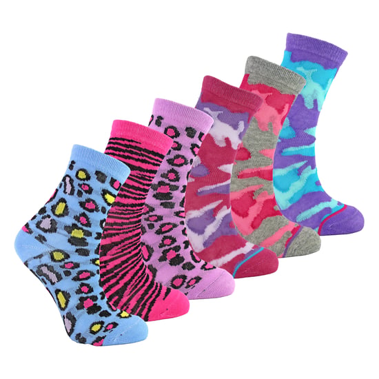 Paquete de 6 Medias de Algodón con Estampado de Animales para Niñas | Medias Coloridas con Patrón de Camo - Image 3