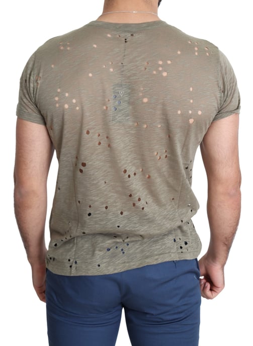 Camiseta de hombre casual perforada de algodón stretch con estampado de logo en marrón de Guess - Image 2