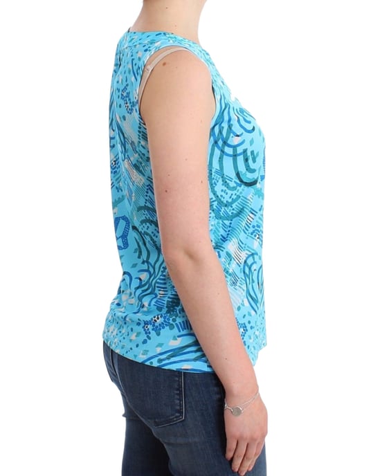 Top sin mangas estampado azul John Galliano - Image 4