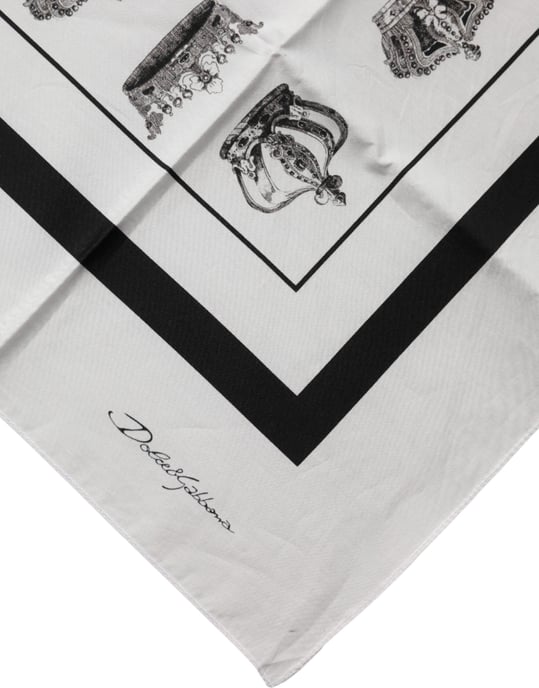 Foulard de algodón blanco Crown de Dolce & Gabbana - Image 4