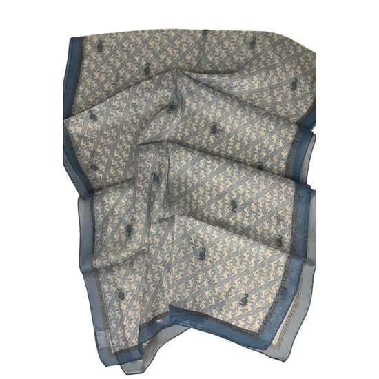 Bufanda de Seda Azul para Mujer Borbonese - Image 3